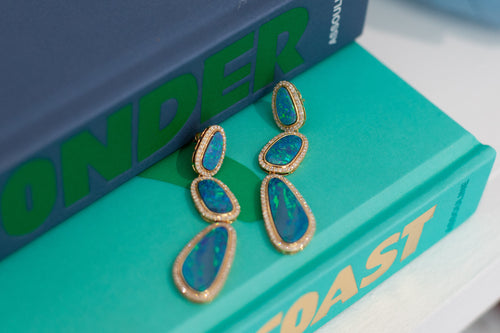 Three Drop Pave Diamond Australian Earring