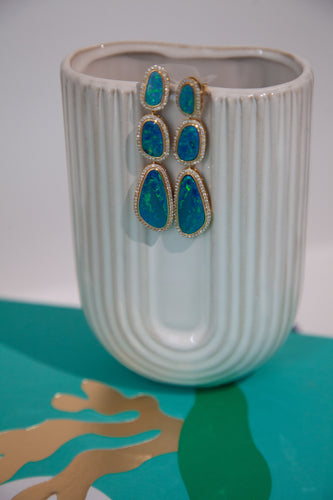 Three Drop Pave Diamond Australian Earring