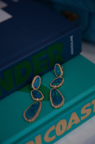 Three Drop Pave Diamond Australian Earring