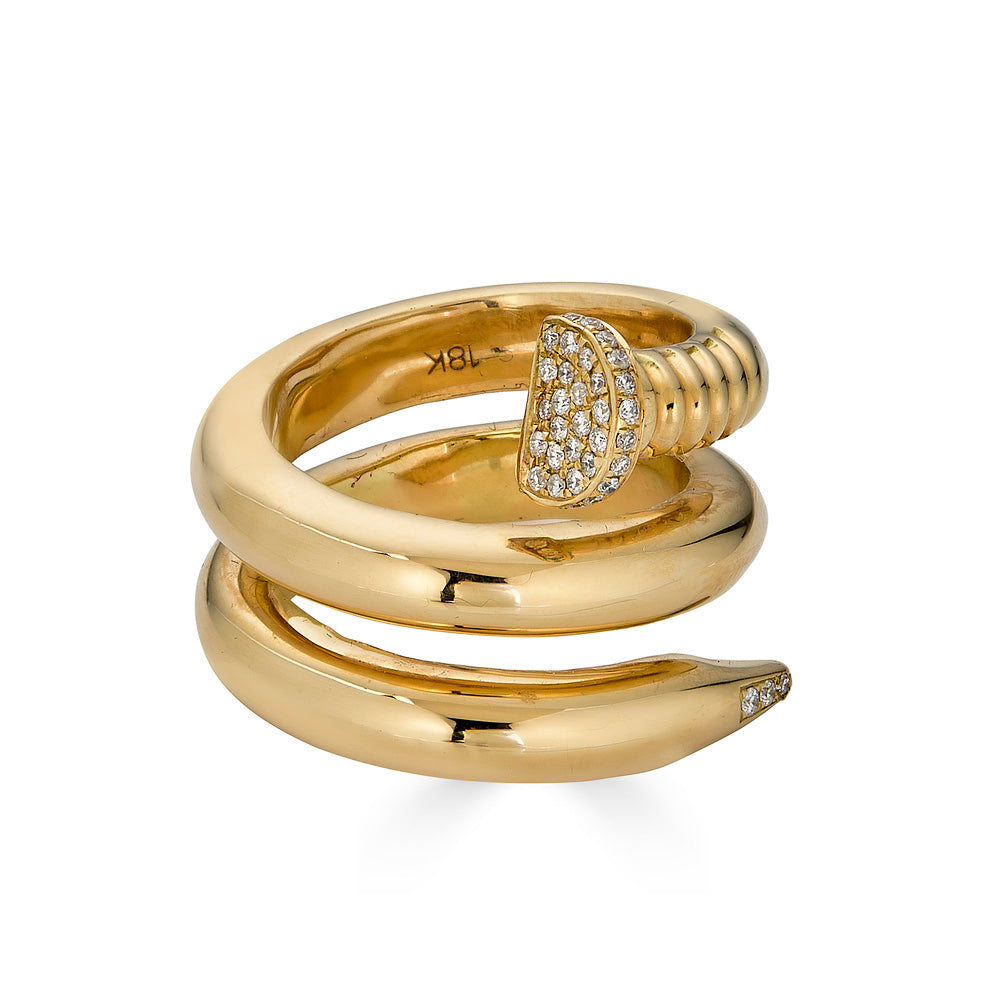 Gold Diamond Screw Ring