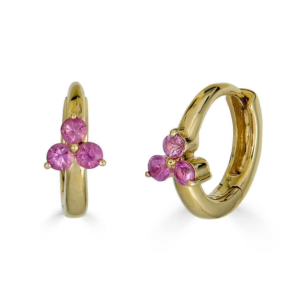 Pink Sapphire Floral Earring