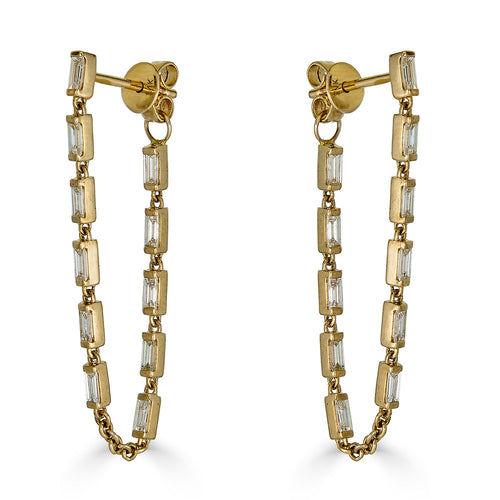 Baguette Diamond Chain Earring