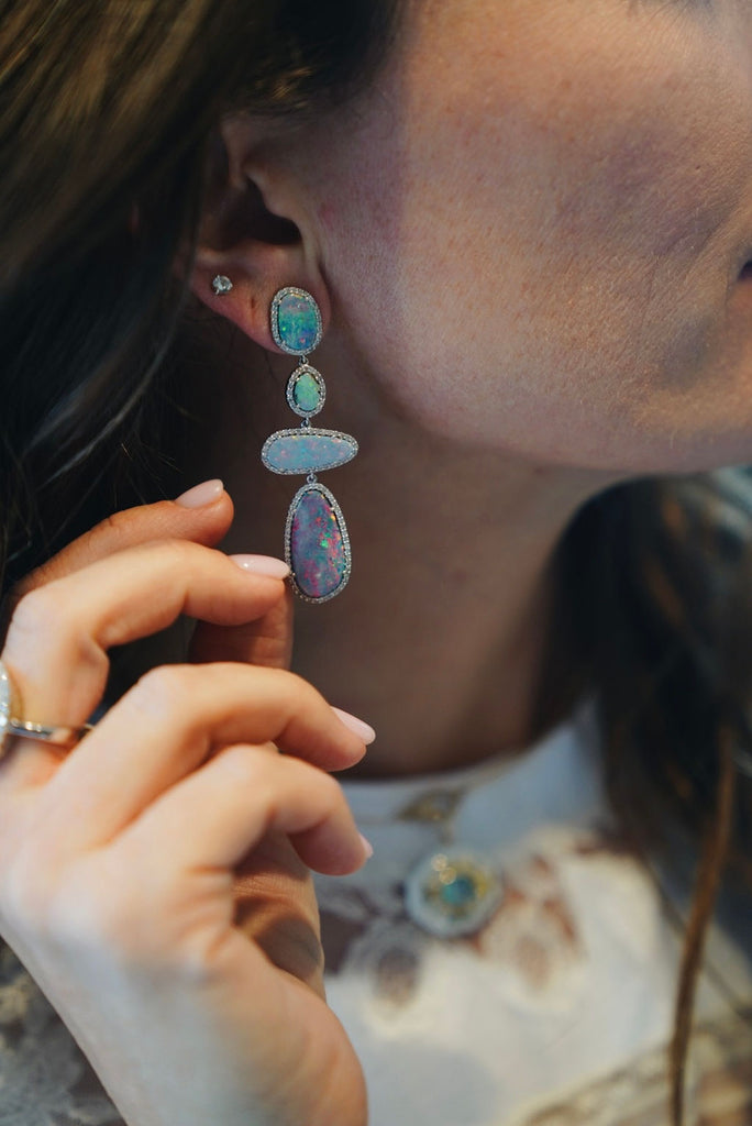 Light Blue Australian Drop Opal Earrings