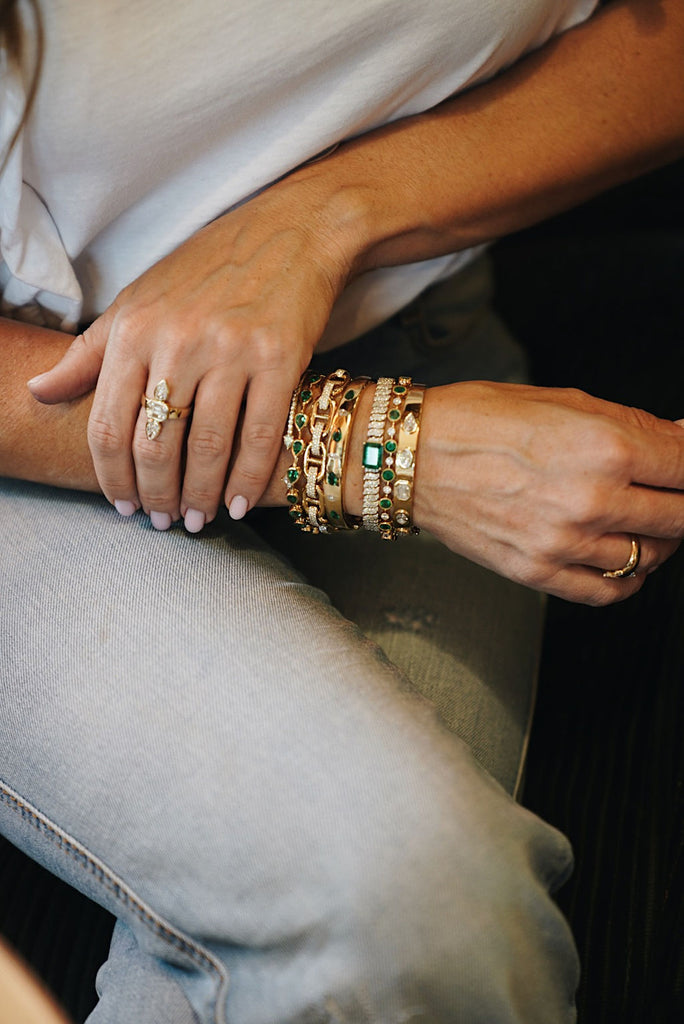 Emerald Stone Diamond Bracelet