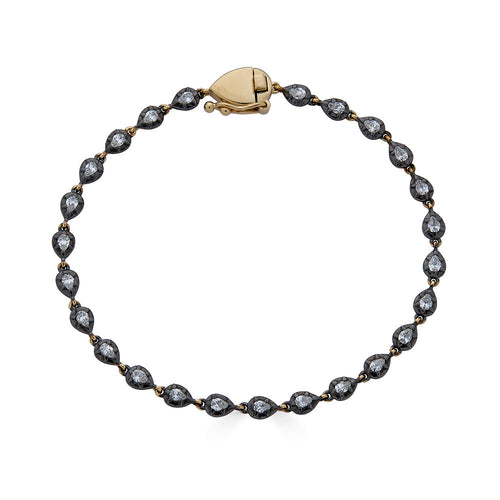 Rhodium Bezel Pear Diamond Bracelet