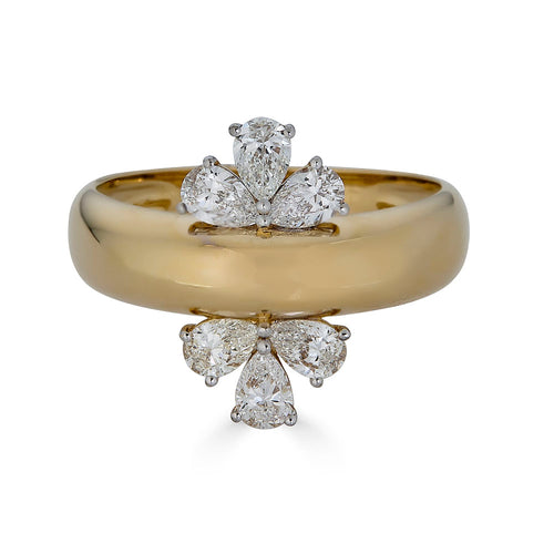 Two Pear Crowns Ring