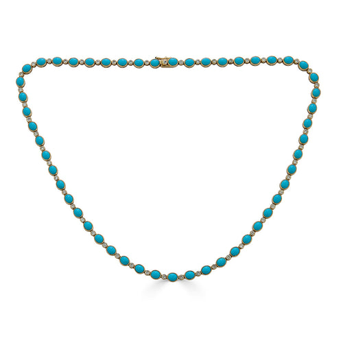Oval Turquoise Tennis Necklace