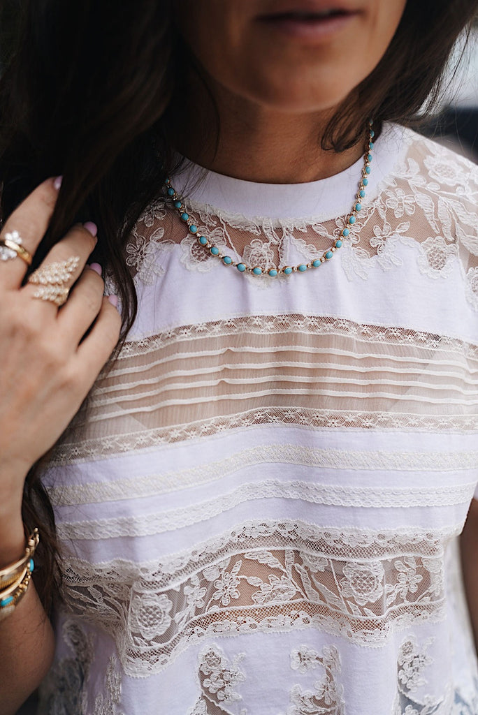 Oval Turquoise Tennis Necklace