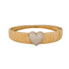 Heart Gold Ridged Bangle