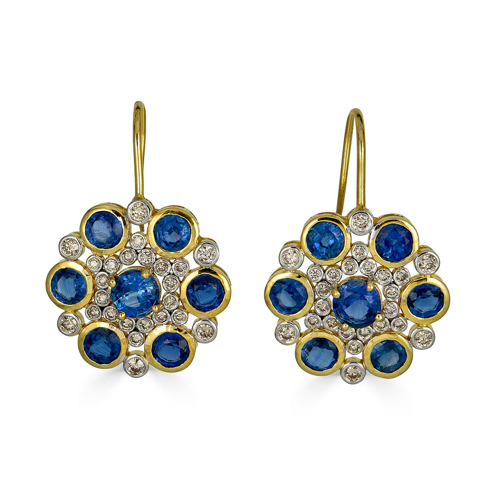 Floral Sapphire Drop Earrings