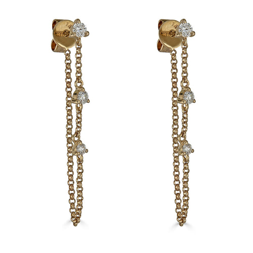 Three Round Diamond Chain Earring