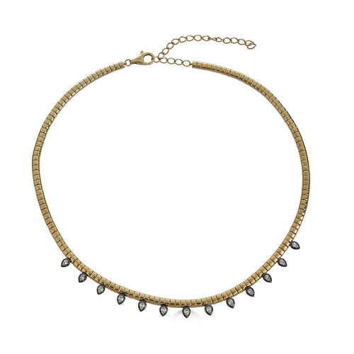 Pearl Diamond Herringbone Choker