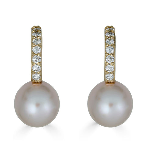 Diamond Pearl Drop Earrings