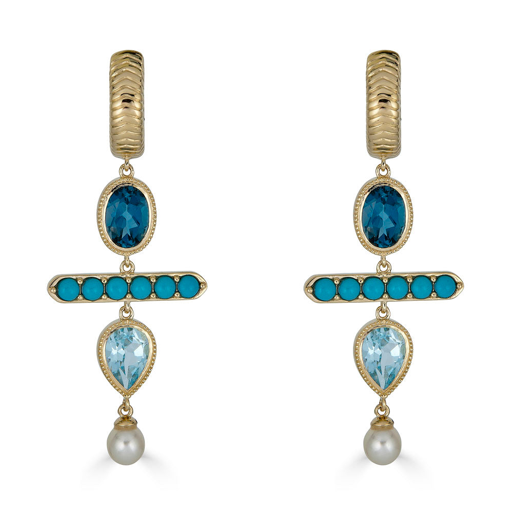Dark and Light Blue Topaz Earrings