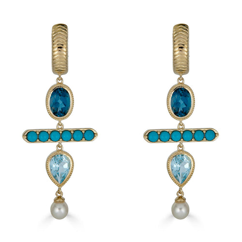 Dark and Light Blue Topaz Earrings