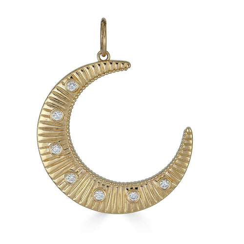 Fluted Crescent Moon Pendant
