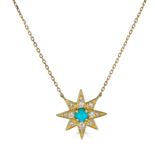Turquoise & Diamond Starburst Necklace