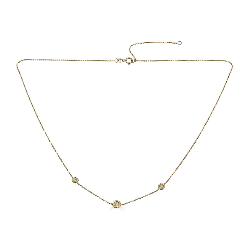 Three Stone Bezel Necklace