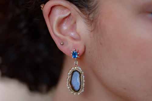 Light Blue Geode Earrings