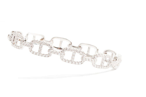 White Diamond Oval Bangle