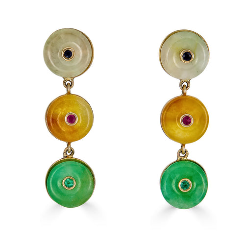 Jade Three-Disc Drop Earring
