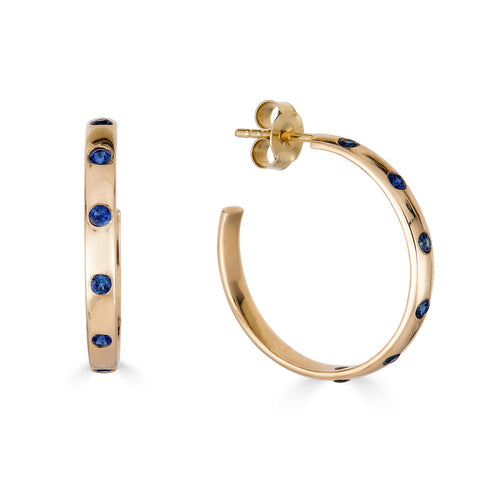 Sapphire Stone Gold Hoop Earring