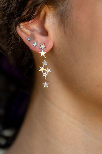 Diamond Star Drop Earrings