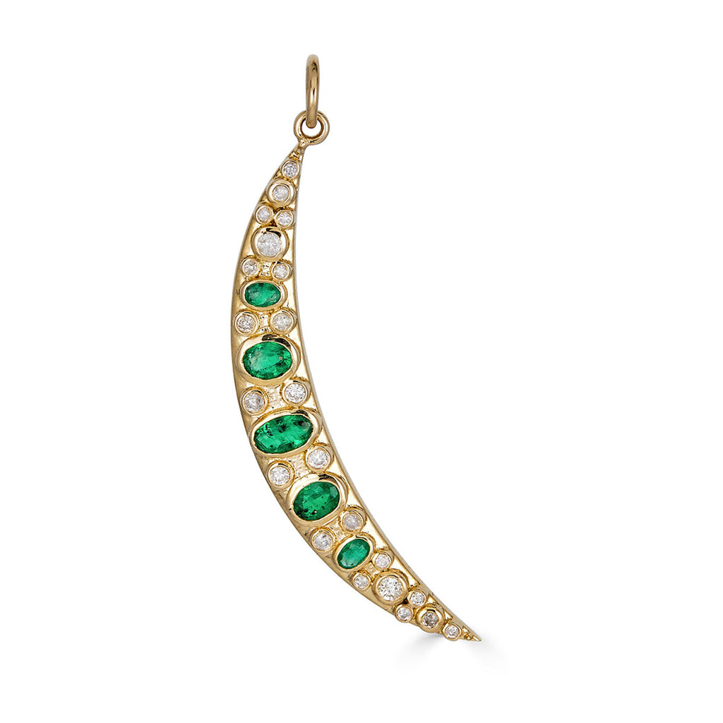Oval Emerald Crescent Moon