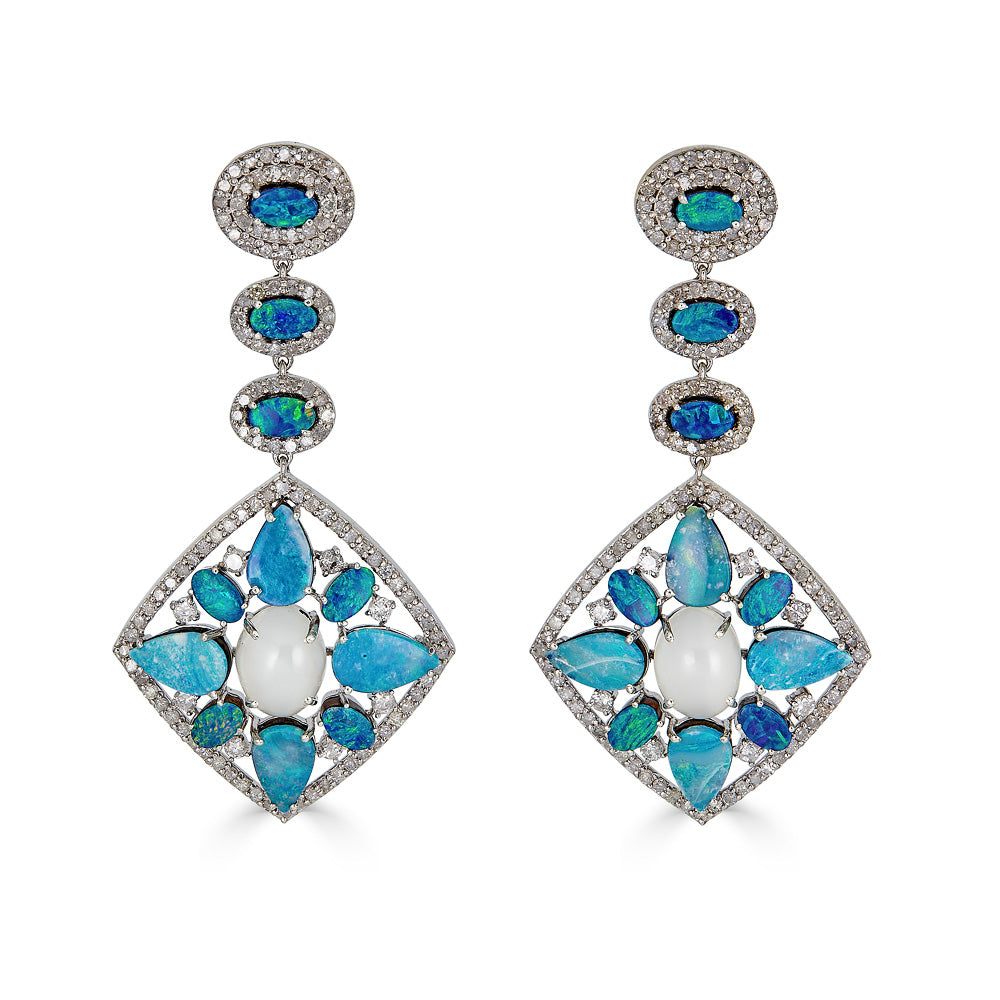 Light & Dark Blue Opal Drop Earrings