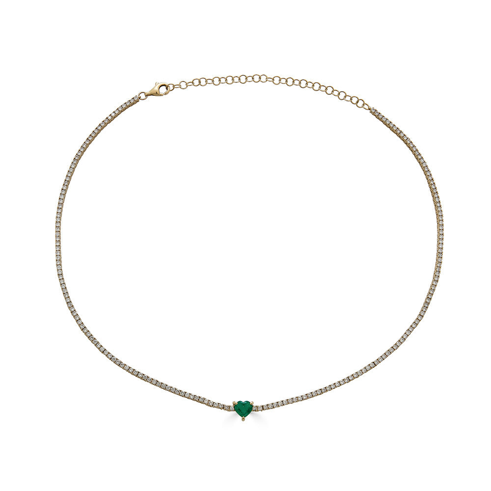 Emerald Heart Stone Necklace