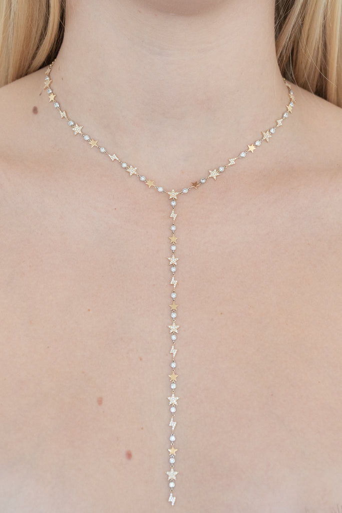 Diamond and Lighting Lariat Necklace