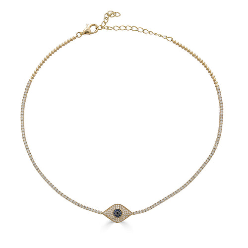 Large Eye Pave Diamond Pendant Necklace