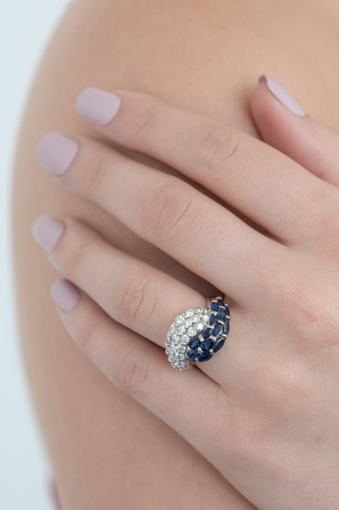 Blue Sapphire Yin/Yang Ring