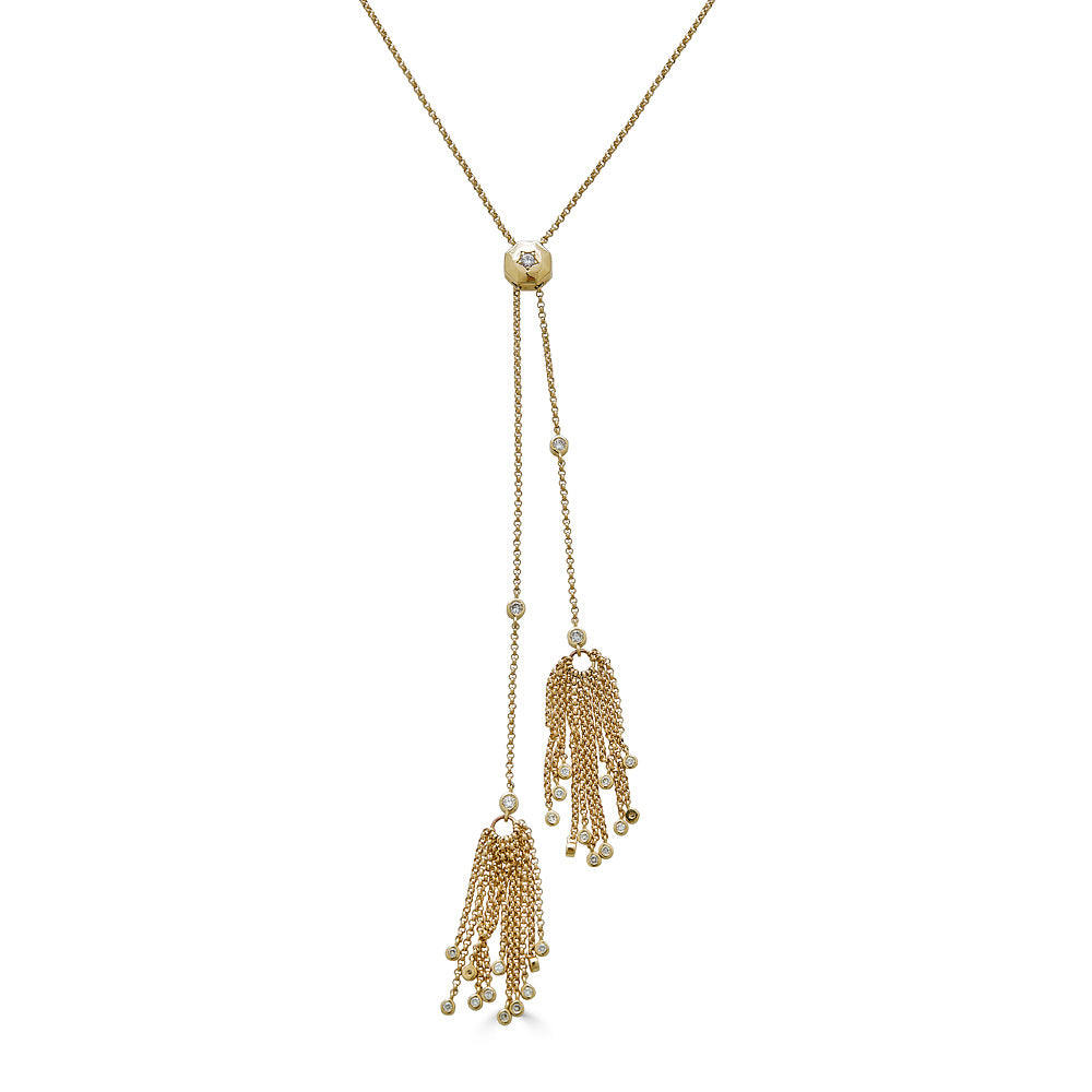 Gold and Diamond Tassel Necklace